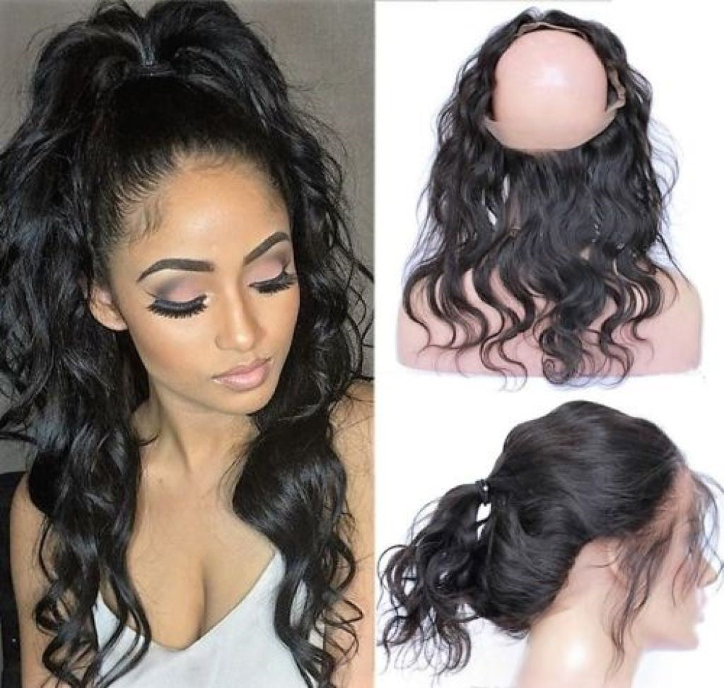 Stock 360 Brazilian Natural Color Lace Frontal (22.5" x 4" x 2.5") Set