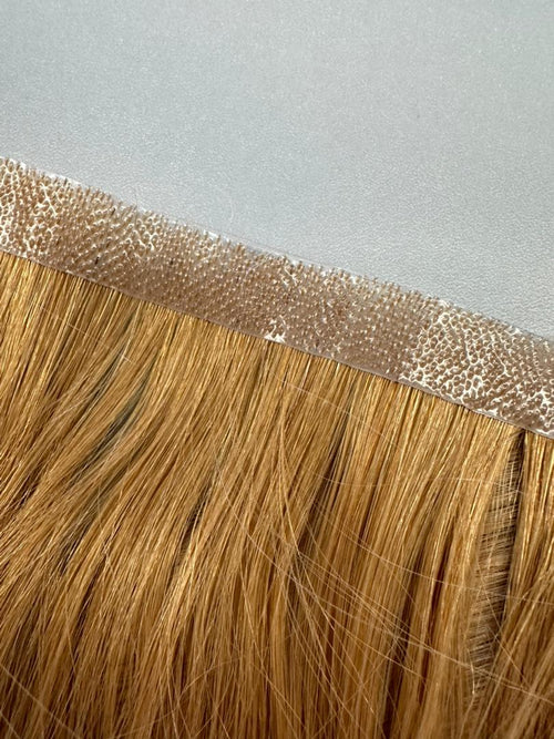 Custom European Medium Ash Blonde Invisible Skin Wefts Human Hair Extensions with PU