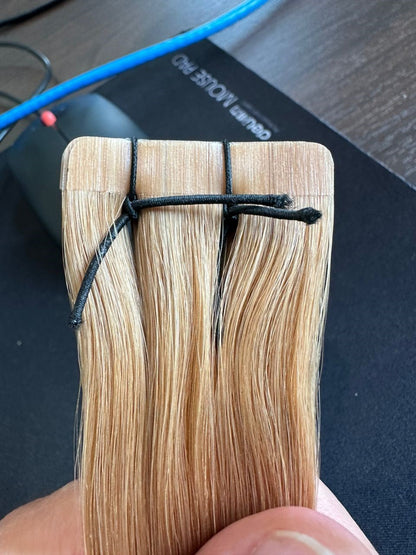 Stock European Medium Ash Blonde Double Drawn PU Tape-in Human Hair Extensions