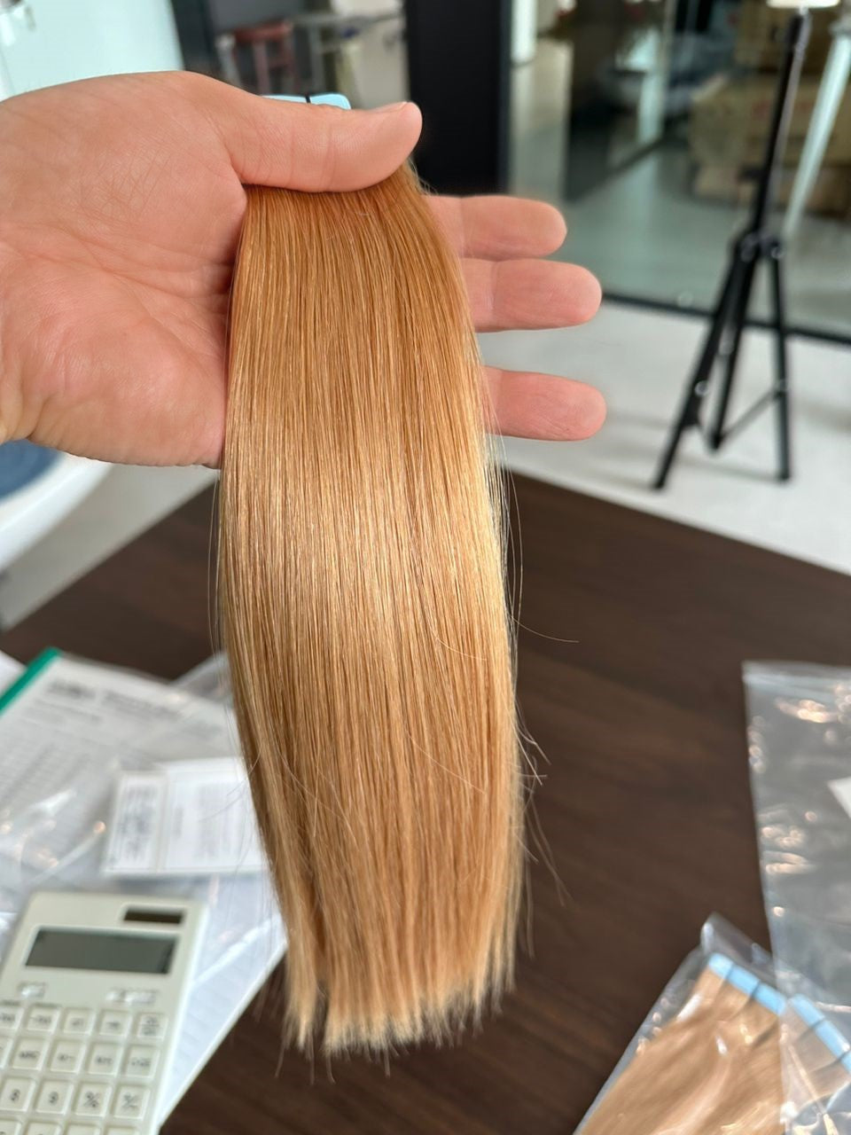 Stock European Medium Ash Blonde Double Drawn PU Tape-in Human Hair Extensions