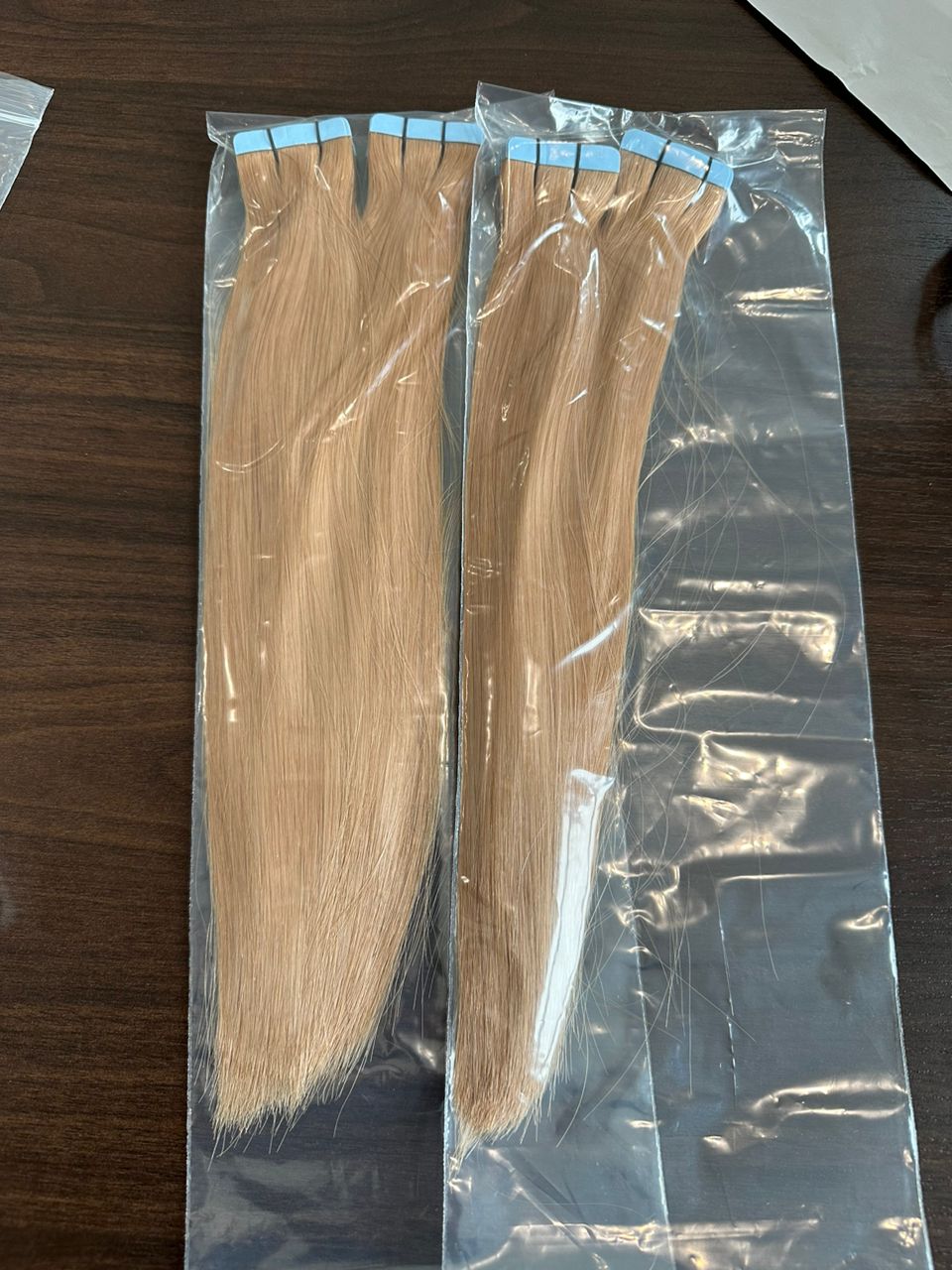 Stock European Medium Ash Blonde Double Drawn PU Tape-in Human Hair Extensions