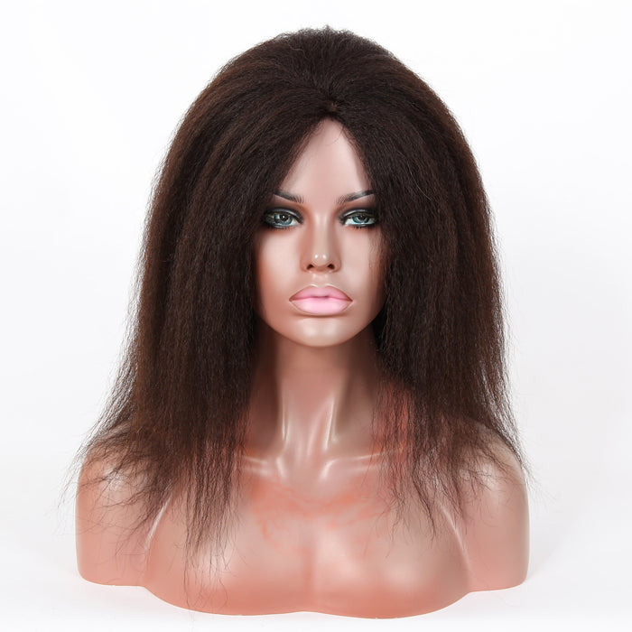 Stock Glueless Malaysian Natural Color Italian Yaki Human Hair Silk Top Wig