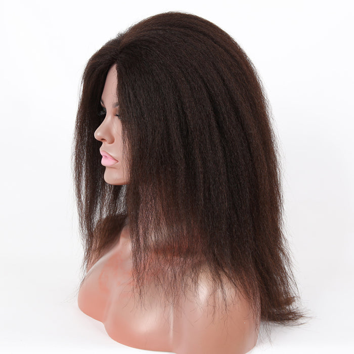 Stock Glueless Malaysian Natural Color Italian Yaki Human Hair Silk Top Wig