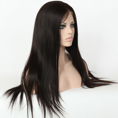 Stock Full Lace Indian Remy Natural Color Straight Human Hair Wigs