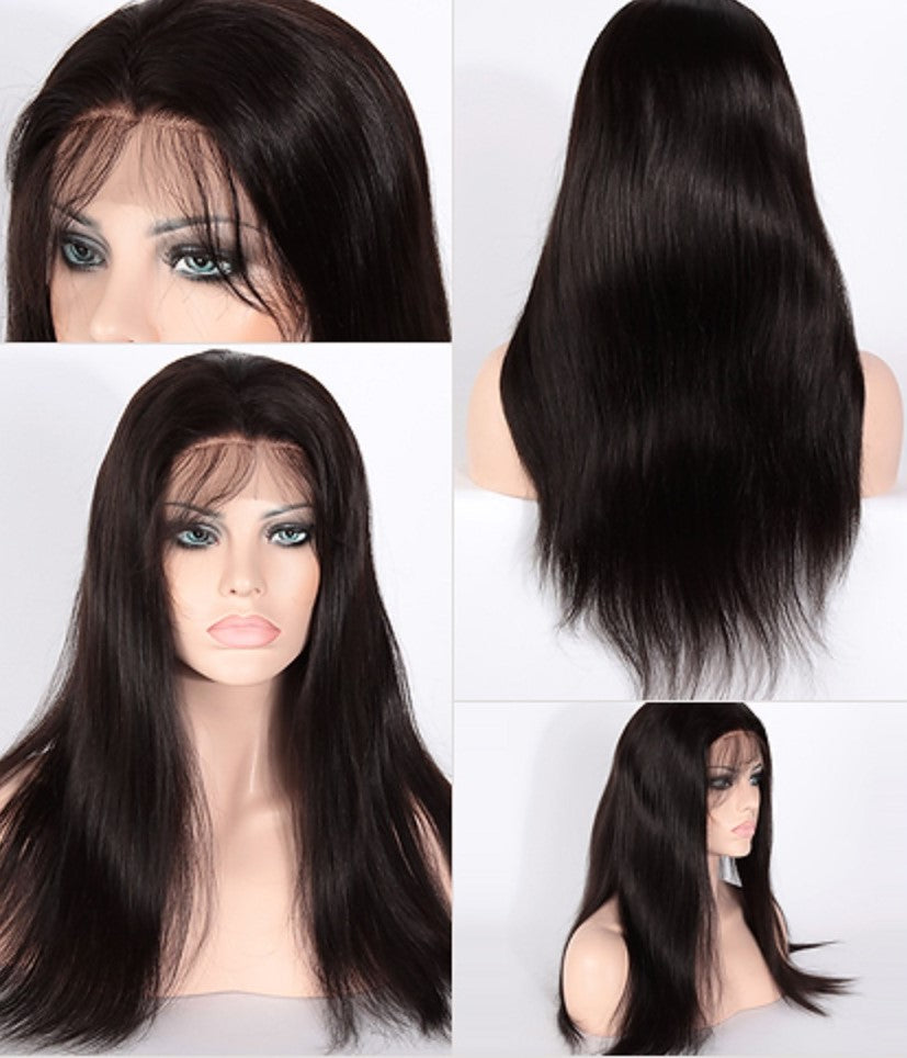 Stock Full Lace Brazilian Natural Color Straight Human Hair Silk Top Wigs