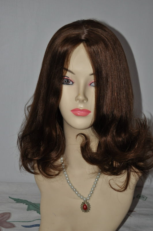 Stock Silk Top Chinese Custom Color Straight with Big Curl at Tip Human Hair Jewish Wig