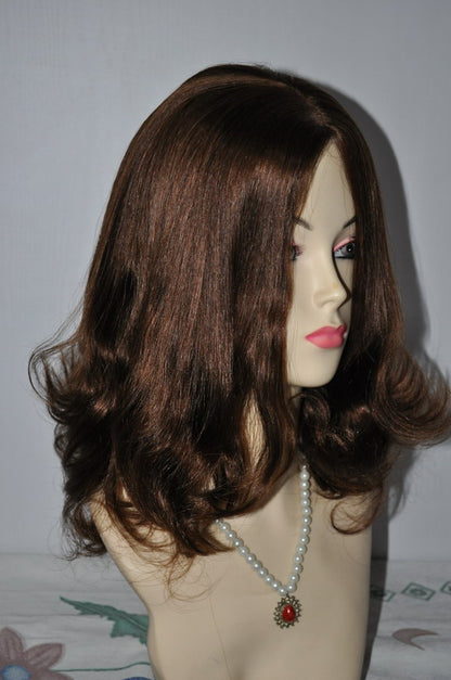 Stock Silk Top Chinese Custom Color Straight with Big Curl at Tip Human Hair Jewish Wig