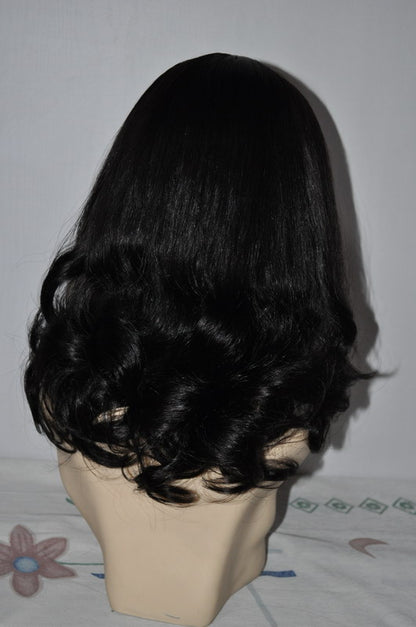 Stock Chinese Brown Straight with Big Curl at Tip Human Hair Jewish Wig 12" Silk Top 130% Density