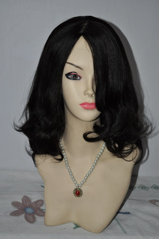 Stock Chinese Brown Straight with Big Curl at Tip Human Hair Jewish Wig 12" Silk Top 130% Density