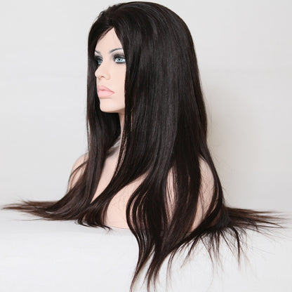 Stock Glueless Malaysian Natural Color Straight Human Hair Silk Top Wig