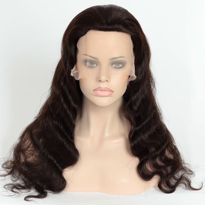 Lager 5" HD blonder Front European Remy Natural Black Body Wave Rett Single Knots Menneskehår Parykker 14"-24" 150 % tetthet