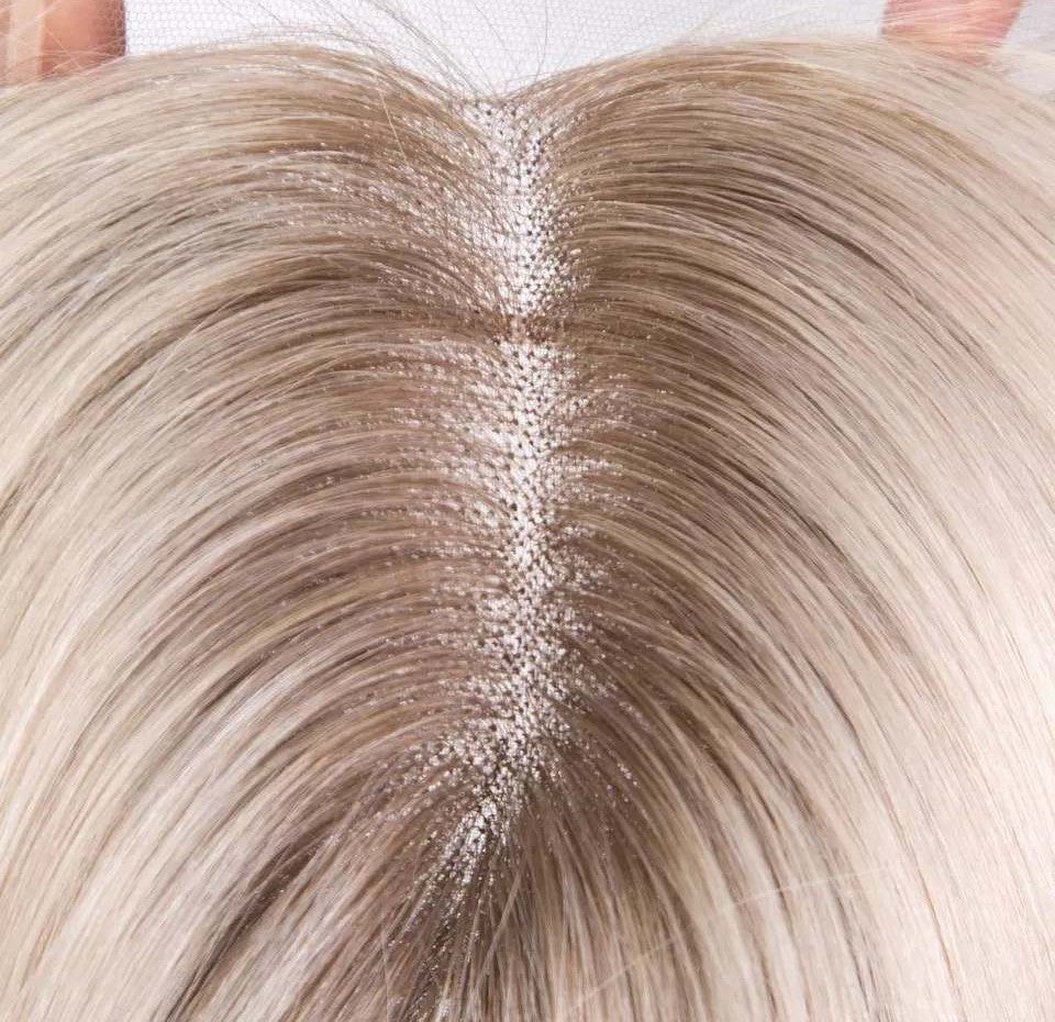 Stock Full Lace European Rooted White Blonde Straight Human Hair Mono Top Wig