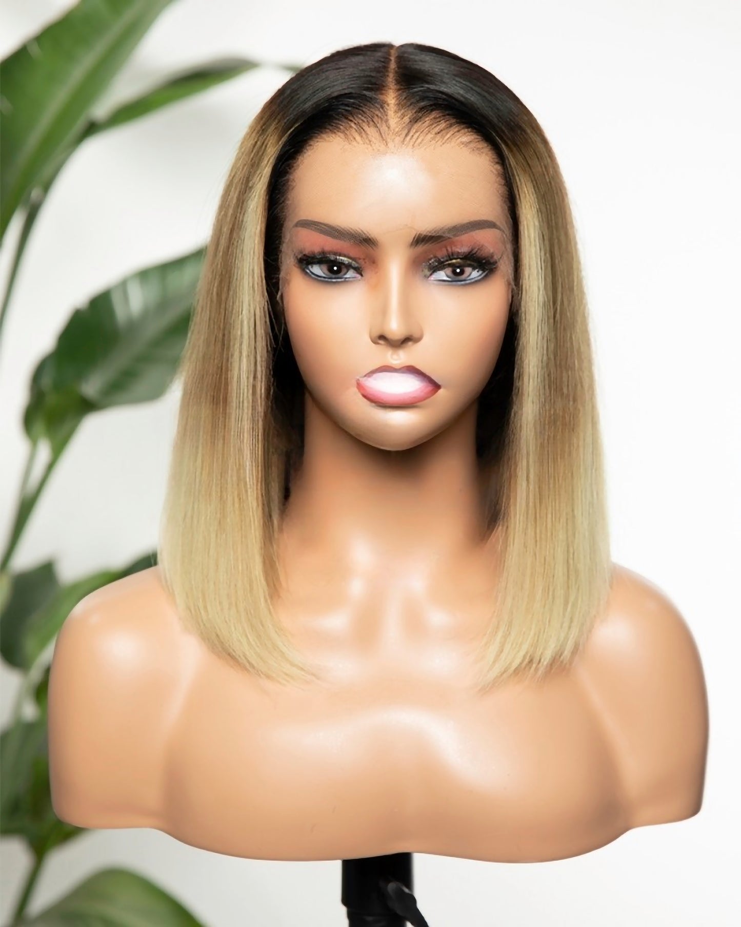 Lace Front Brazilian Blonde Ombre Straight Bob Human Hair Wigs