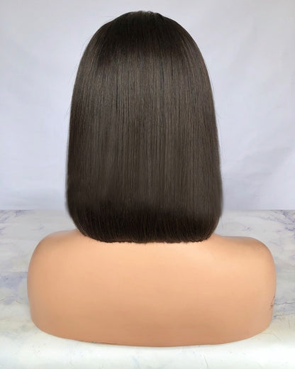 Lace Front Brazilian Natural Color Straight Bob Human Hair Wig