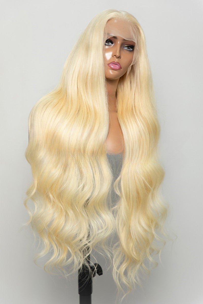 Full Lace Glueless Brazilian Blonde Straight/Body Wave Human Hair Wigs