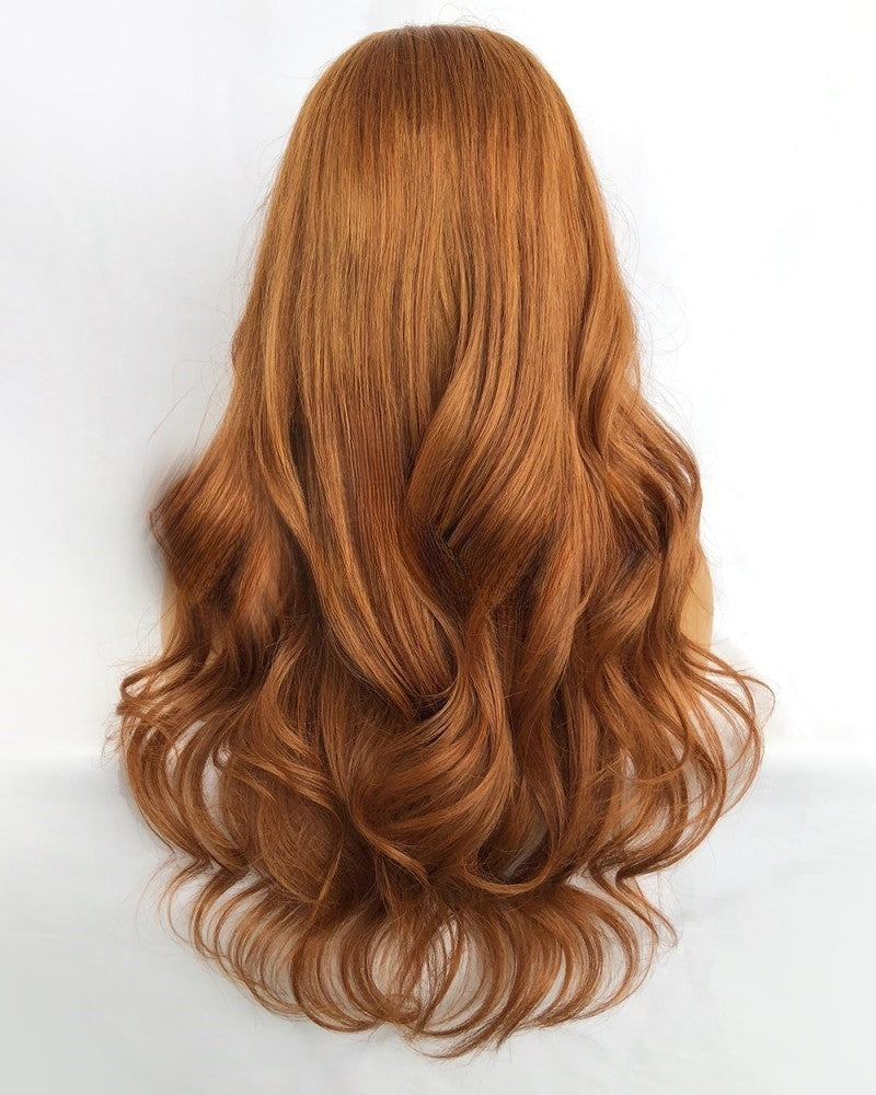 Lace Front Brazilian Copper Red Wavy Human Hair Wigs