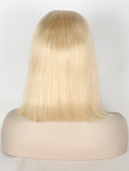 Stock Lace Front Indian Remy Blonde Straight Human Hair Wigs