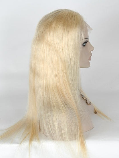 Stock Lace Front Indian Remy Blonde Straight Human Hair Wigs