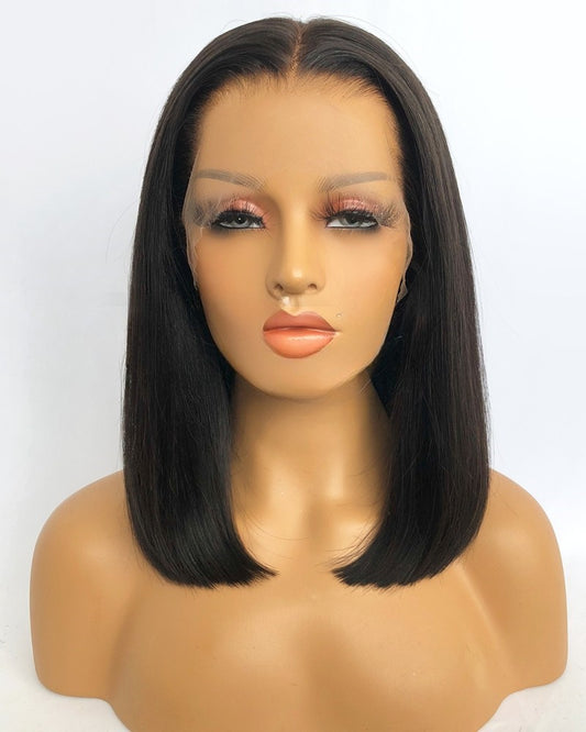 Lace Front Brazilian Natural Color Straight Bob Style Human Hair Wig