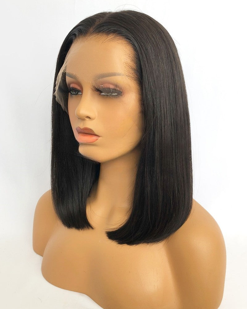 Lace Front Brazilian Natural Color Straight Bob Style Human Hair Wig