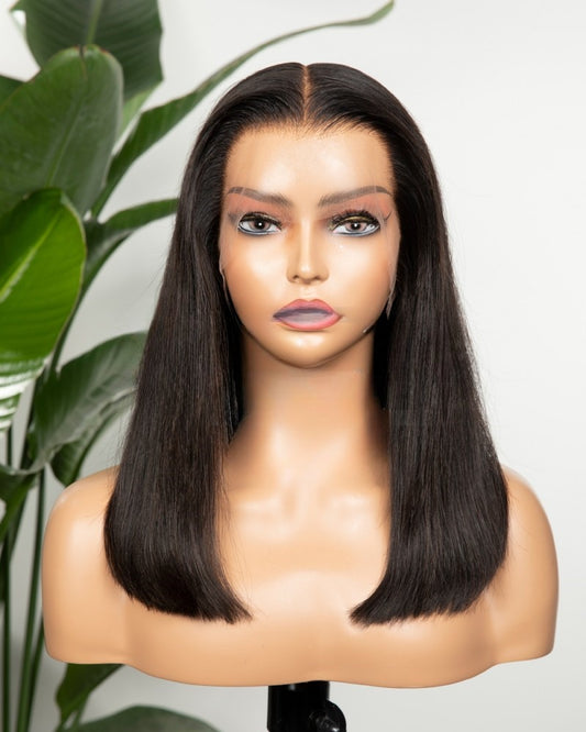 Lace Front Brazilian Natural Color Straight Bob Human Hair Wig