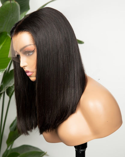 Lace Front Brazilian Natural Color Straight Bob Human Hair Wig