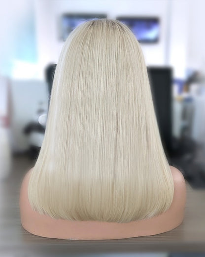 Lace Front Brazilian Platinum Ombre Bob Human Hair Wig