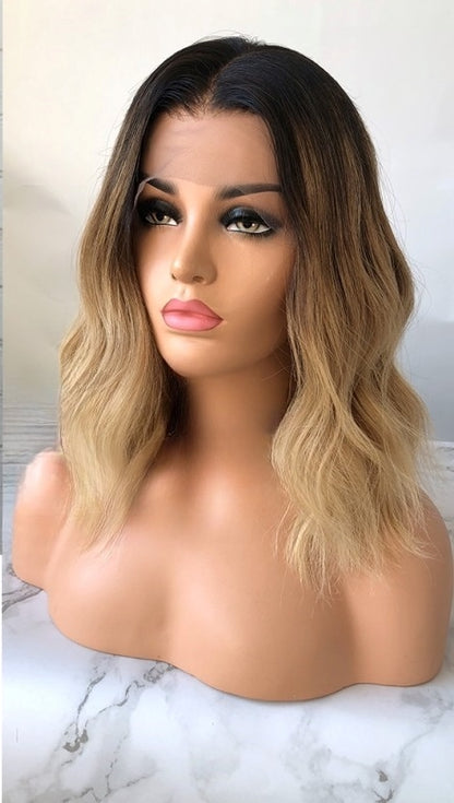 Lace Frontal Brazilian Natural Color Ombre Loose Wave Human Hair Wig