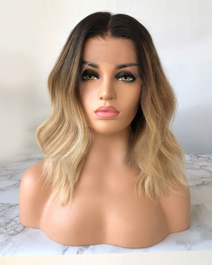 Lace Frontal Brazilian Natural Color Ombre Loose Wave Human Hair Wig