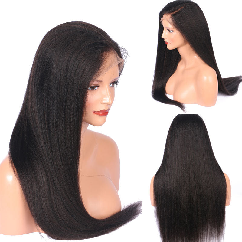 Stock HD Lace Front Brazilian Natural Color Straight Human Hair Wigs