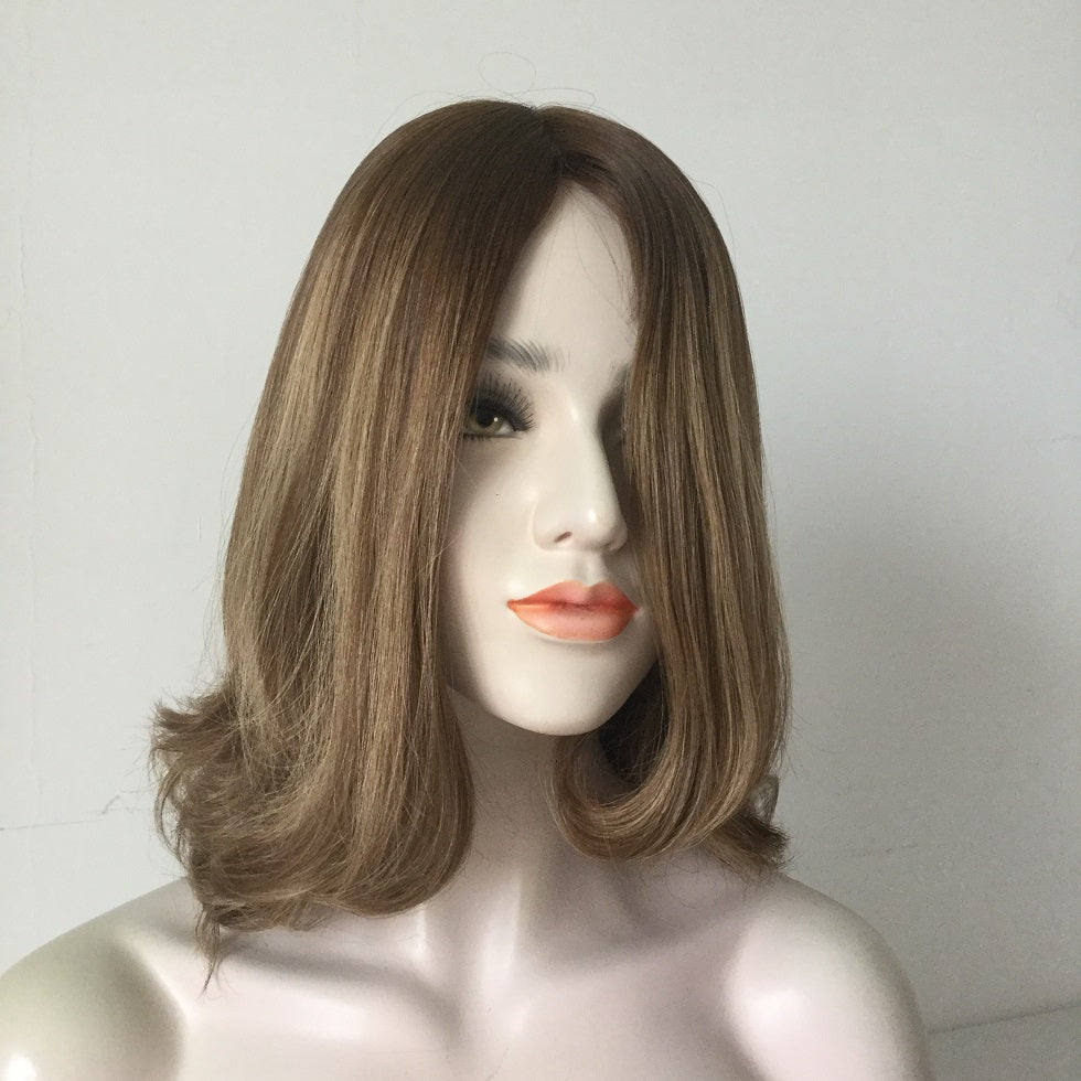 Custom Full Lace Russian Brown HL Straight Double Drawn Human Hair Silk Top Wig