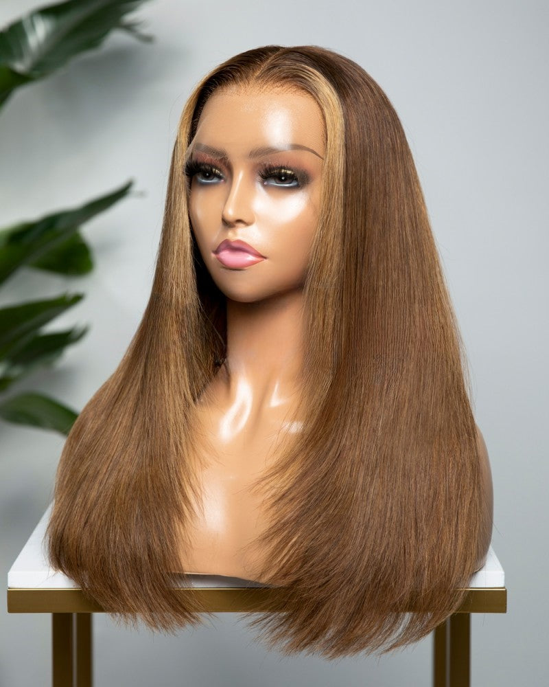 Lace Front Brazilian Brown with HL Straight Human Hair Wig