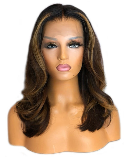 Lace Front Brazilian Natural Color with HL Wavy Human Hair Wig