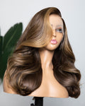 Custom 13 x 6 Dentelle Frontale Brésilienne Naturel Noir 15mm Curl Perruque de Cheveux Humains 18" 150% Densité