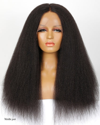 HD Lace Front Brazilian Natural Color Kinky Straight Human Hair Wig