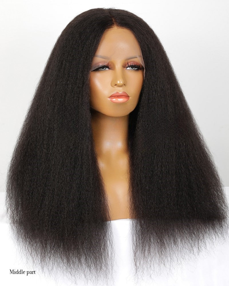 HD Lace Front Brazilian Natural Color Kinky Straight Human Hair Wig