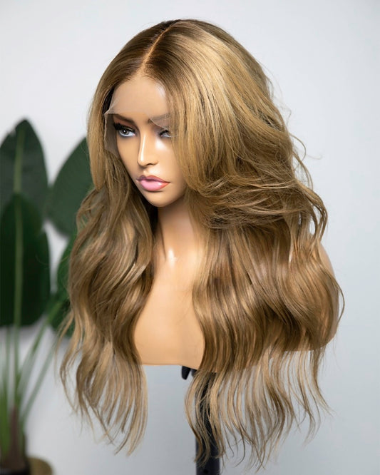 Lace Front Brazilian Brown/Blonde Ombre Wavy Human Hair Wigs