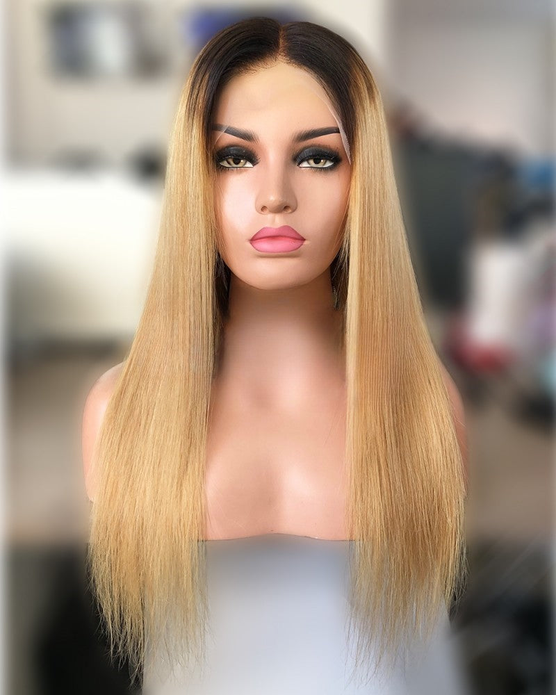 Stock Lace Frontal Brazilian Natural Color Ombre Straight Human Hair Wigs