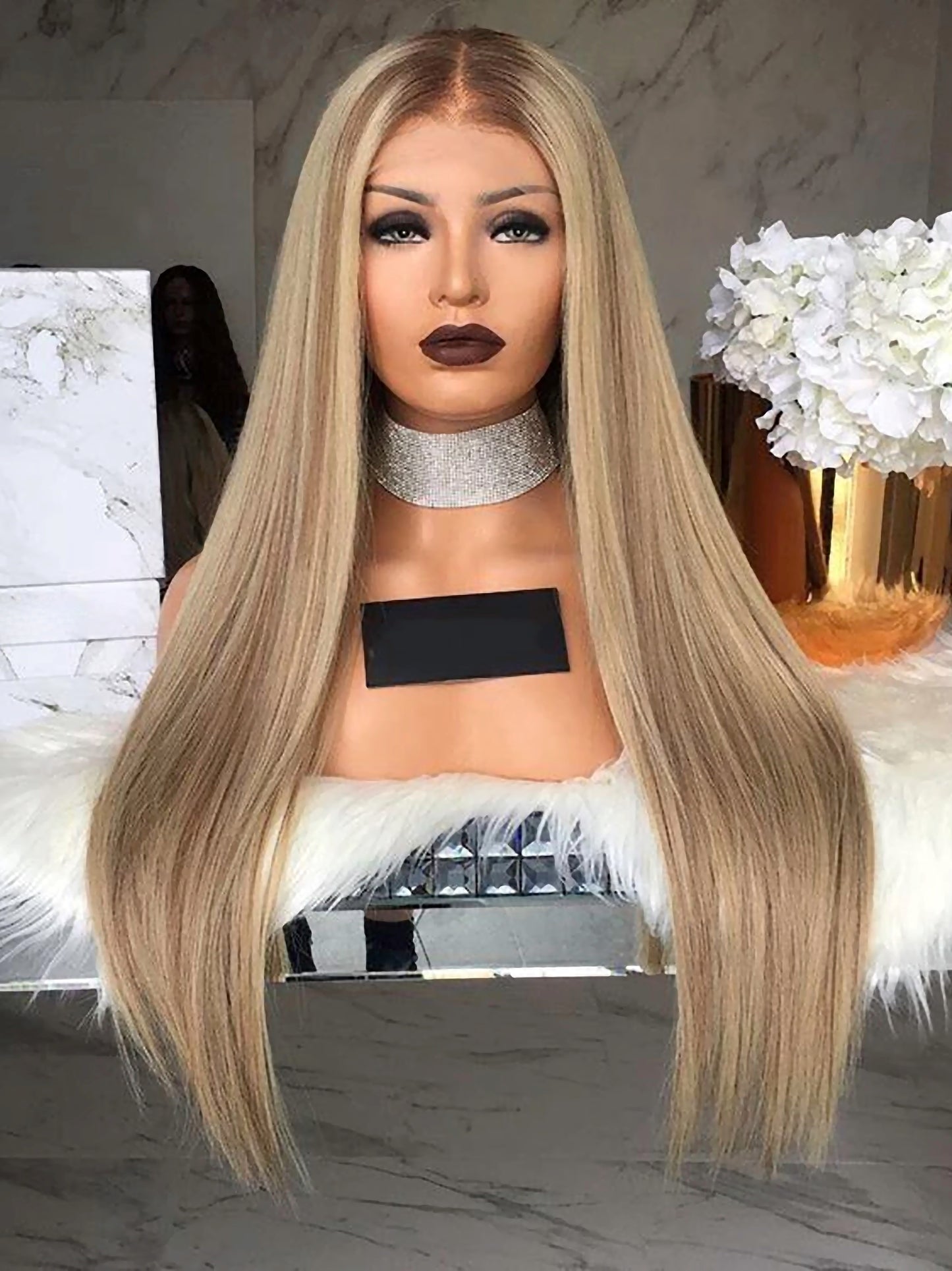 Custom Full Lace European Brown Ombre Balayage Straight Double Drawn Human Hair Wig