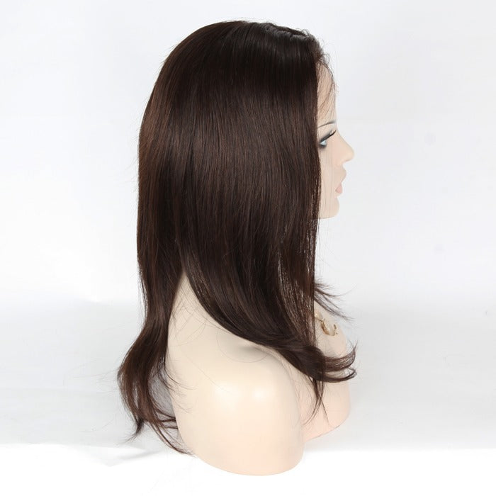 Stock Full Lace Brazilian Brown Evenly Blended Straight Human Hair Wig