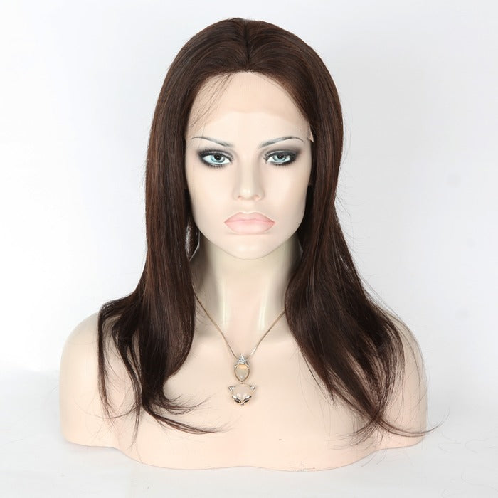 Lager helblonde Indian Remy Naturlig farge rett menneskehår parykk 12-14" 130 % tetthet