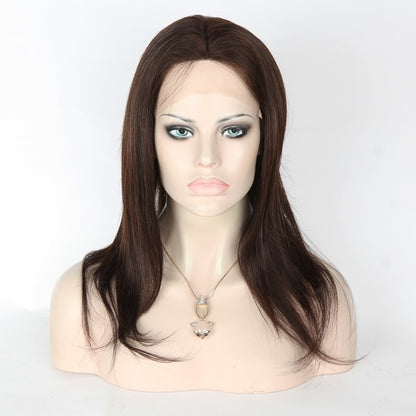 Stock Full Lace Brazilian Brown Evenly Blended Straight Human Hair Wig