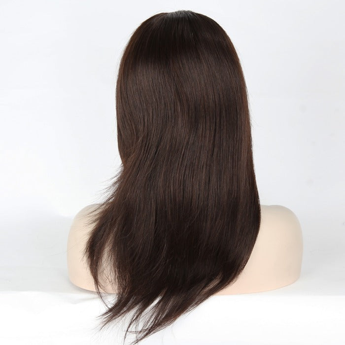 Stock Full Lace Brazilian Brown Evenly Blended Straight Human Hair Wig