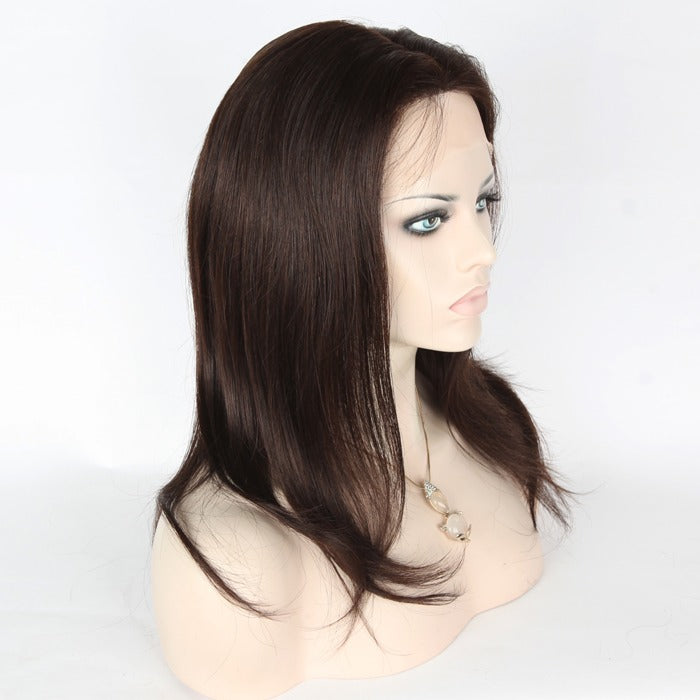 Stock Full Lace Brazilian Brown Evenly Blended Straight Human Hair Wig