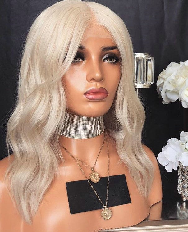 Custom Full Lace European Platinum Loose Wave Double Drawn Human Hair Wig