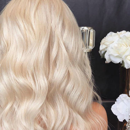 Custom Full Lace European Platinum Loose Wave Double Drawn Human Hair Wig