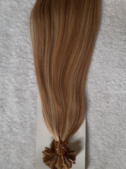 Stock Pre-Tip European #12/16/24 Blended Piano Double Drawn Straight Human Hair (100g/1g/Strähne) U-Tip Extensions 18"