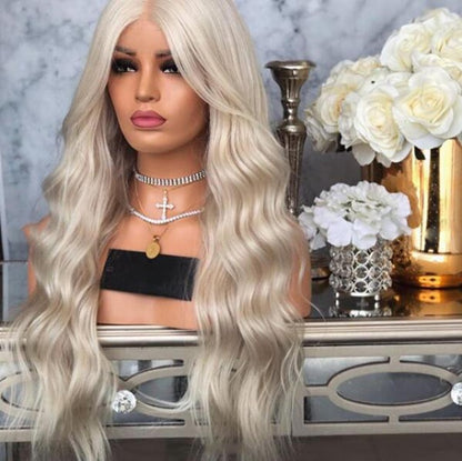 Custom Full Lace European Platinum Body Wave Double Drawn Human Hair Silk Top Wig