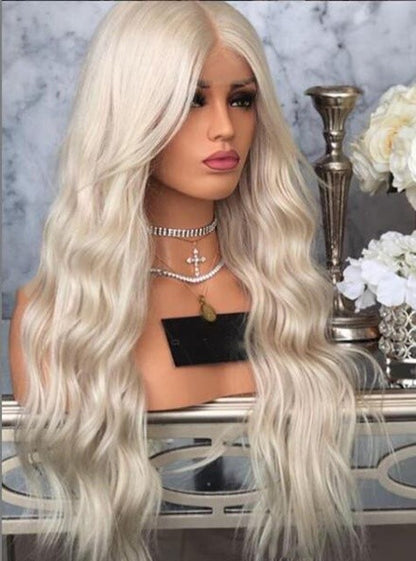 Custom Full Lace European Platinum Body Wave Double Drawn Human Hair Silk Top Wig