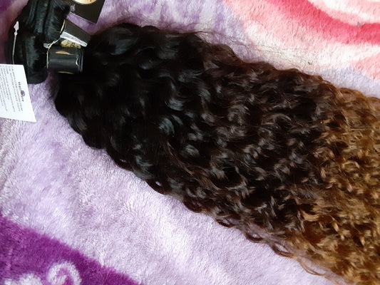 Lager Malaysisk Naturlig Svart/Ombre Deep Curl Dobbeltrukne menneskehårinnslag 300g 28"